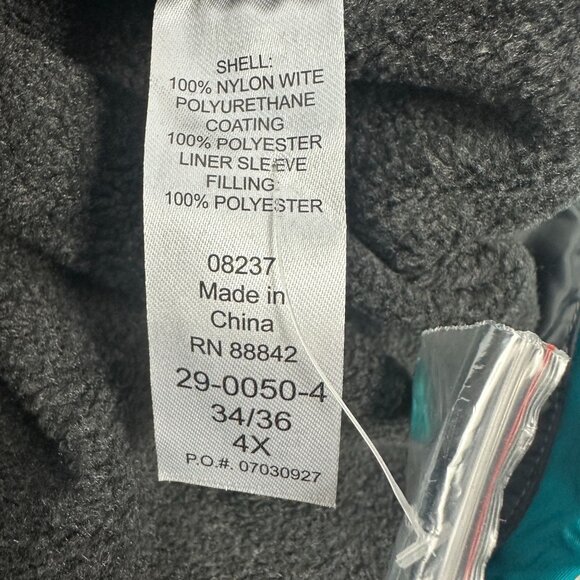 Woman Within 4X Teal Hooded Nylon-Coated Jacket W/ Drawstrings & Extra Button - Picture 4 of 7